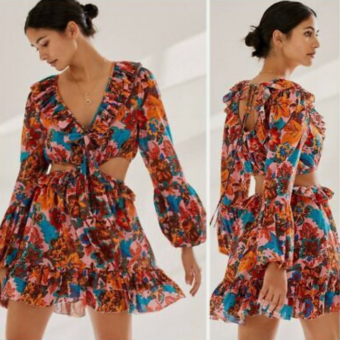 Nwot Anthropologie Love The Label Nadia Dress, Floral Mini Dress